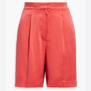 Theory Silk Pleated Shorts, SalmonColor, Size 4
